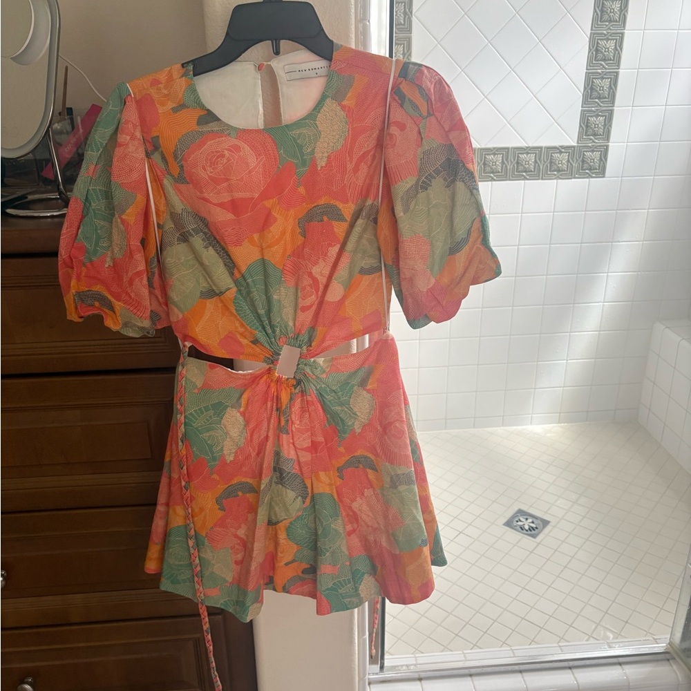 Floral Mini Dress with Belt - Picture 5 of 10